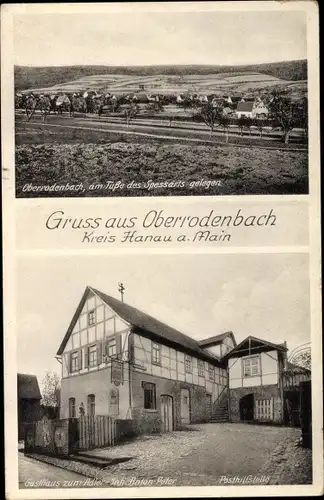 Ak Oberrodenbach Rodenbach in Hessen, Gasthaus zum Adler, Blick auf den Ort