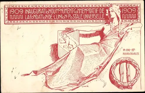 Ganzsachen Ak Schweiz, Fondation de l'Union Postale Universelle, Inauguration du Monument 1909