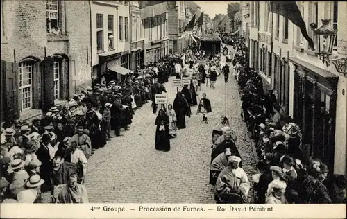 Ak Furnes Veurne Westflandern, Procession, Roi David Penitent