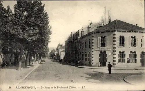 Ak Remiremont Lothringen Vosges, La Poste, Le Boulevard Thiers