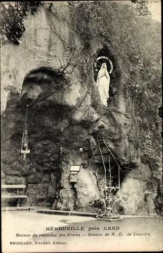 Ak Hérouville Saint Clair Calvados, Grottes de Notre Dame de Lourdes