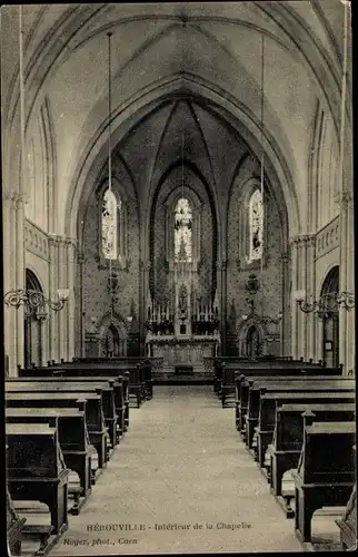 Ak Hérouville Saint Clair Calvados, Interieur de la Chapelle
