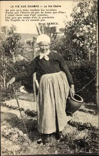Ak Normandie, La vie aux Champs, La vie Chere, Bäuerin