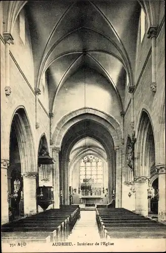 Ak Audrieu Calvados, Interieur de l'Eglise