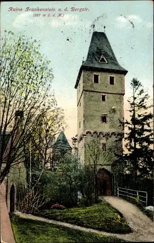 Ak Nieder Beerbach Mühltal im Odenwald, Burg Frankenstein