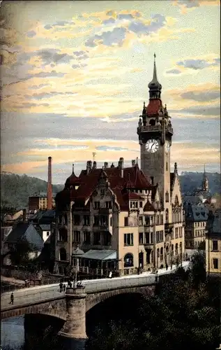 Ak Waldheim in Mittelsachsen, Blick auf das Rathaus