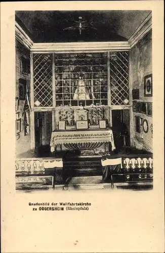 Ak Oggersheim Ludwigshafen am Rhein, Wallfahrtskirche, Gnadenbild, Altar