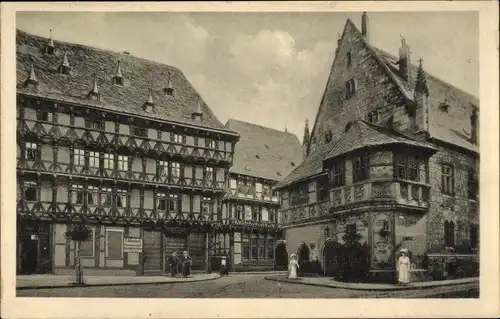 Ak Halberstadt am Harz, Rathaus mit Fischmarkt, Winkler'sche Haus, Ratskeller