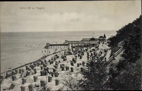Ak Ostseebad Sellin auf Rügen, Strand, Damenbad