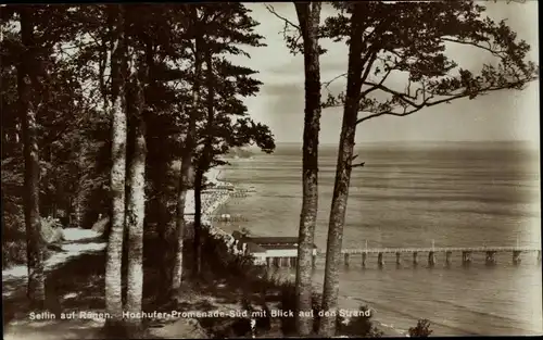 Ak Ostseebad Sellin auf Rügen, Hochufer-Promenade-Süd mit Strandblick