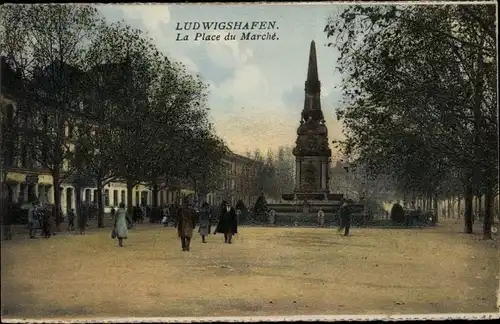 Ak Ludwigshafen am Rhein Rheinland Pfalz, Marktplatz, Luitpold Denkmal