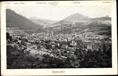 Ak Annweiler am Trifels Pfalz, Gesamtansicht mit Gebirge
