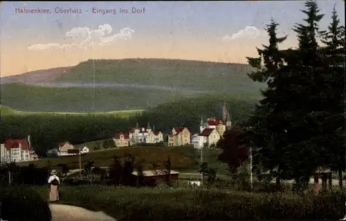 Ak Hahnenklee Bockswiese Goslar im Harz, Eingang ins Dorf