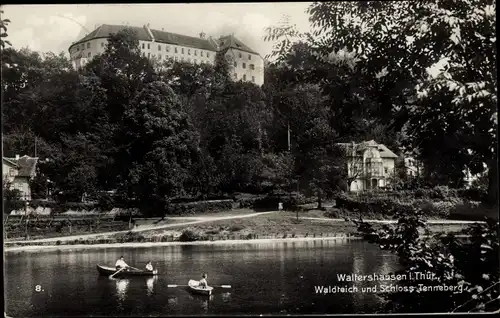 Ak Waltershausen in Thüringen, Waldteich und Schloss Tenneberg