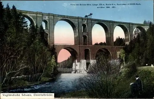 Ak Plauen im Vogtland, Blick auf die Elsterthalbrücke