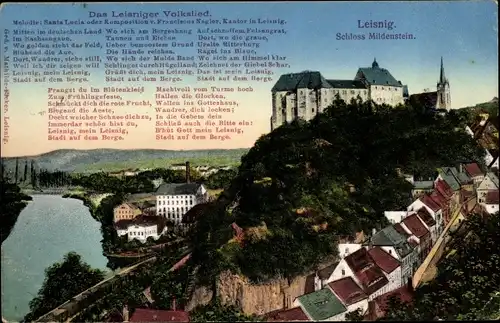 Lied Ak Leisnig an der Freiburger Mulde Sachsen, Schloss Mildenstein, Volkslied