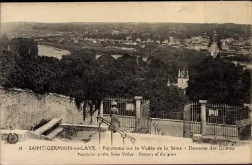 Ak Saint Germain en Laye Yvelines, Panorama sur la Vallée de la Seine, Descente des Grotte