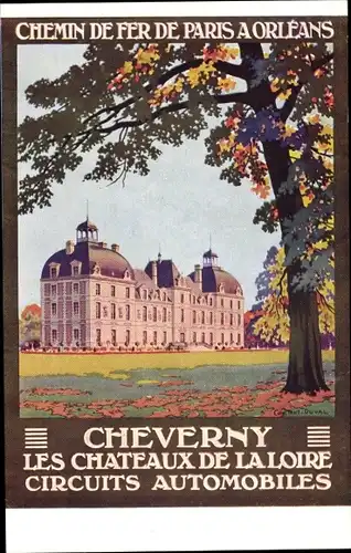 Künstler Ak Duval, C., Cour-Cheverny Loir-et-Cher, Les Chateaux de la Loire, Circuits Automobiles