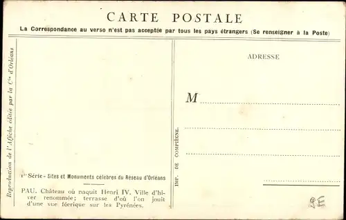 Künstler Ak Pau Pyrénées-Atlantiques, Chemins de Fer d'Orleans et du Midi, Station d'Hiver et d'Ete