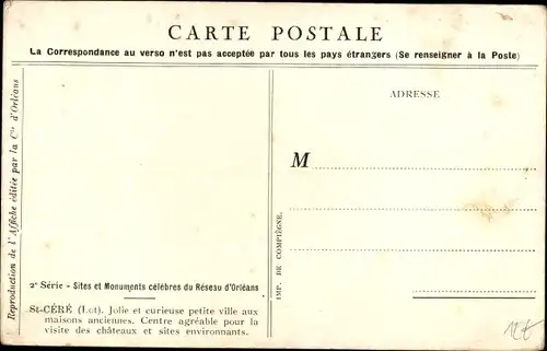 Künstler Ak Saint Céré Lot, Circuits Automobiles du Haut Quercy, Chemin de Fer de Paris à Orléans