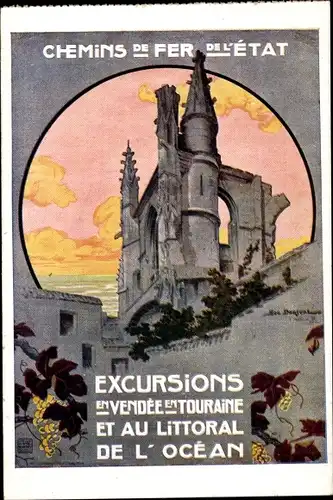 Künstler Ak Vendée, Chemins de fer de l'Etat, Excursions en Vendee en Touraine, Werbung