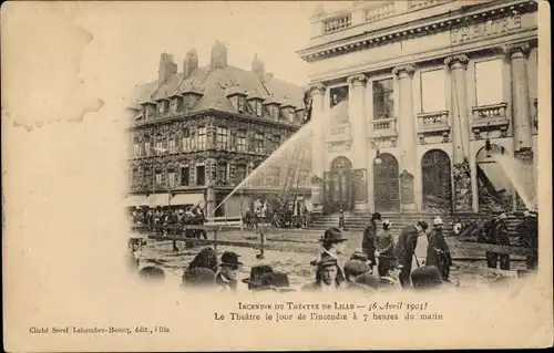 Ak Lille Nord, Incendie du Theatre, Feuerwehr, Brand, 1903
