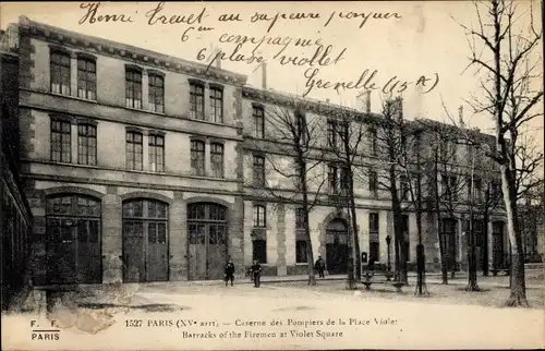 Ak Paris XV. Arrondissement Vaugirard, Caserne des Pompiers de la Place Violet