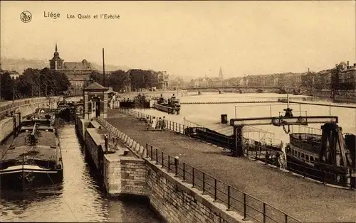 Ak Liège Lüttich Wallonien, Les Quais et l'Eveche