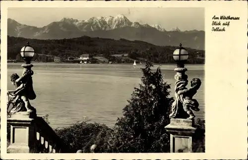 Ak Dellach Maria Wörth am Wörthersee Kärnten, Seeblick, Treppenabsatz mit Figuren