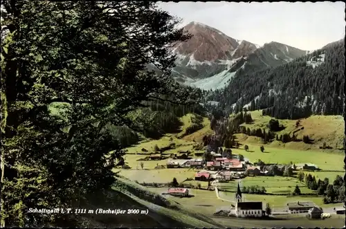 Ak Schattwald in Tirol, Talblick mit Bscheißer