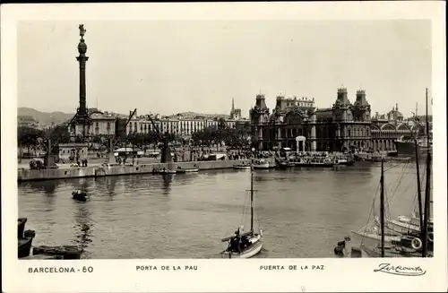 Ak Barcelona Katalonien Spanien, Puerta de la Paz