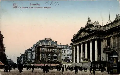 Ak Bruxelles Brüssel, La Bourse, Boulevard Anspach