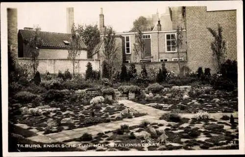 Ak Tilburg Nordbrabant Niederlande, Engelsche Tuin hoek Stationsstraat