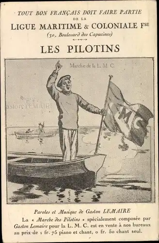 Lied Ak Les Pilotins, Ligue Maritime et Coloniale Francaise, Gaston Lemaire, Seemann