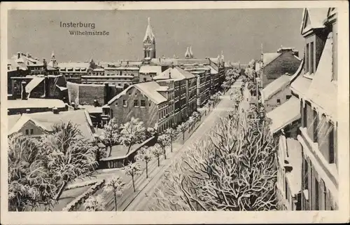 Ak Tschernjachowsk Insterburg Ostpreußen, Wilhelmstraße, Winteransicht