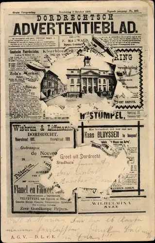 Zeitungs Ak Dordrecht Südholland Niederlande, Stadhuis, Dordrechtsch Advertentieblad