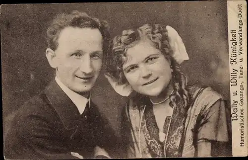 Ak Wally und Willy Kümigkeit, Humoristisches Gesangs, Tanz und Verwandlungsduett