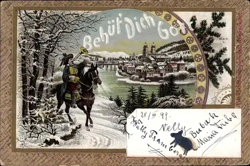 Winter Litho Trompeter von Säckingen, Behüt Dich Gott