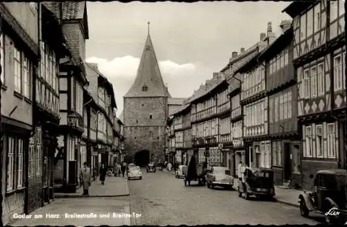 Foto Ak Goslar am Harz, Breite Straße und Breites Tor