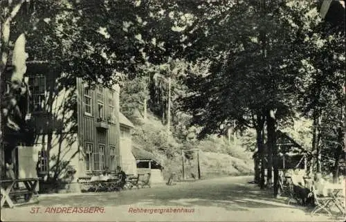Ak Sankt Andreasberg Braunlage im Oberharz, Straßenpartie mit Rehbergergrabenhaus