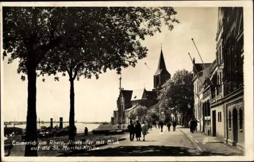 Ak Emmerich am Niederrhein, Rheinufer mit Blick auf die St. Martini-Kirche