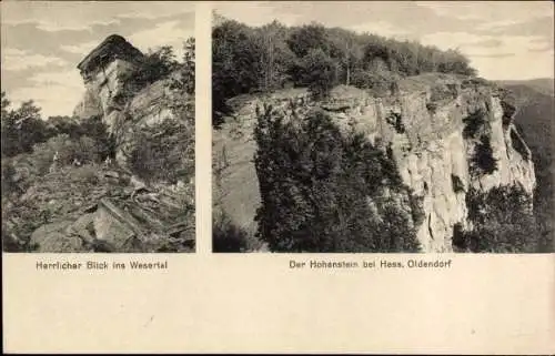 Ak Hessisch Oldendorf an der Weser, Hohenstein, Blick ins Wesertal