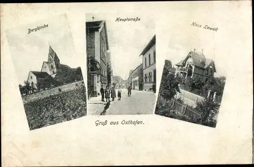 Ak Osthofen in Rheinhessen, Haus Lawall, Hauptstraße, Bergkirche