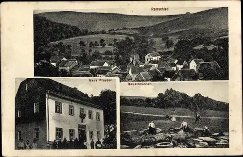 Ak Ramschied Bad Schwalbach im Taunus, Sauerbrunnen, Haus Presber, Blick auf den Ort