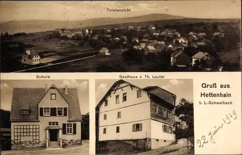 Ak Hettenhain Bad Schwalbach im Taunus, Schule, Totalansicht, Gasthaus