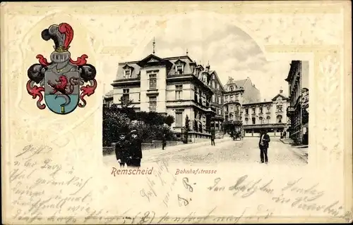Präge Wappen Ak Remscheid im Bergischen Land, Bahnhofstraße