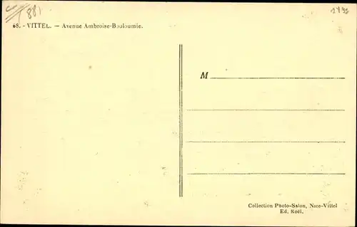 Ak Vittel Lothringen Vosges, Avenue Ambroise Bouloumie