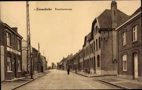 Ak Zonnebeke Westflandern, Roeselarestraat