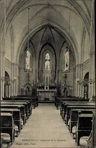 Ak Hérouville Saint Clair Calvados, Interieur de la Chapelle