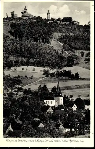 Ak Nieder Beerbach Mühltal im Odenwald, Ort und Burgruine Frankenstein